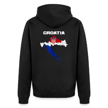Kroatien - Unisex Premium Bio Zip Hoodie - Schwarz - Hinten - Nico (187cm)