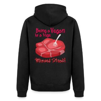 Steak - Unisex Premium Bio Zip Hoodie - Schwarz - Hinten - Nico (187cm)