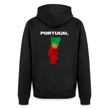 Portugal - Unisex Premium Organic Zip Hoodie - black - Back - Nico (187cm)