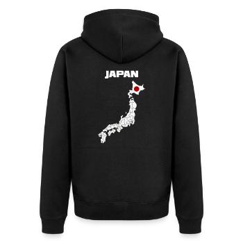 Japan - Unisex Premium Bio Zip Hoodie - Schwarz - Hinten - Nico (187cm)