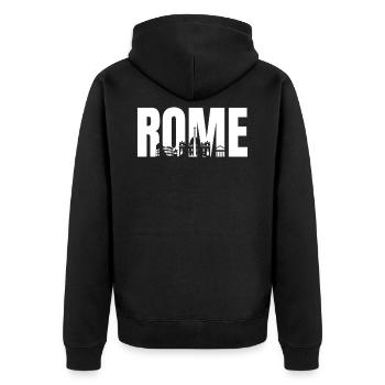 Rome - Unisex Premium Organic Zip Hoodie - black - Back - Nico (187cm)