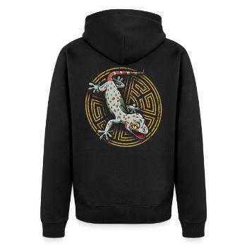 Gecko - Unisex Premium Bio Zip Hoodie - Schwarz - Hinten - Nico (187cm)