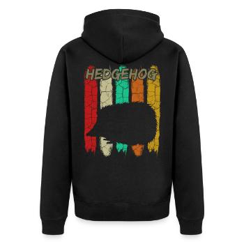 Igel - Unisex Premium Bio Zip Hoodie - Schwarz - Hinten - Nico (187cm)