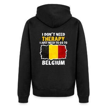 Belgien - Unisex Premium Bio Zip Hoodie - Schwarz - Hinten - Nico (187cm)