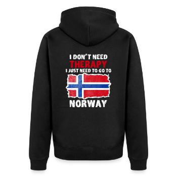 Norway - Unisex Premium Organic Zip Hoodie - black - Back - Nico (187cm)