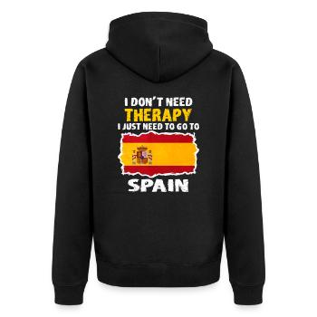 Spanien - Unisex Premium Bio Zip Hoodie - Schwarz - Hinten - Nico (187cm)