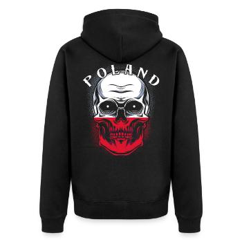 Polen - Unisex Premium Bio Zip Hoodie - Schwarz - Hinten - Nico (187cm)