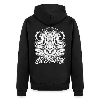 Hamster - Unisex Premium Bio Zip Hoodie - Schwarz - Hinten - Nico (187cm)