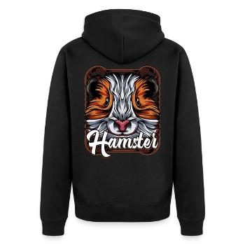 Hamster Nagetier Haustier Zwerghamster Geschenk - Unisex Premium Bio Zip Hoodie - Schwarz - Hinten - Nico (187cm)
