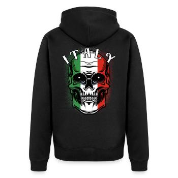 Italienischer Totenkopf | Italien Patriot Geschenk - Unisex Premium Bio Zip Hoodie - Schwarz - Hinten - Nico (187cm)