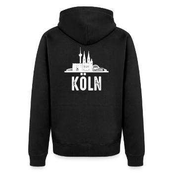 Köln - Unisex Premium Bio Zip Hoodie - Schwarz - Hinten - Nico (187cm)