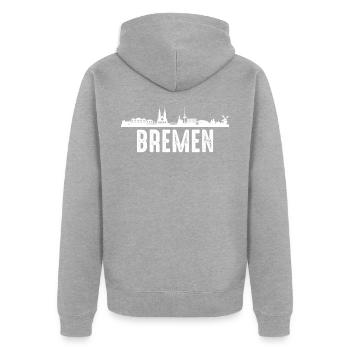 Bremen - Unisex Premium Bio Zip Hoodie - Grau meliert - Hinten - Nico (187cm)