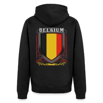 Belgien - Unisex Premium Bio Zip Hoodie - Schwarz - Hinten - Nico (187cm)