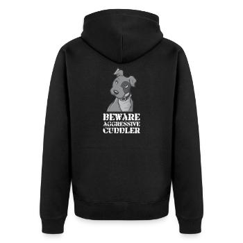 Dog Dogs Pooch Cuddle Gift - Unisex Premium Organic Zip Hoodie - black - Back - Nico (187cm)
