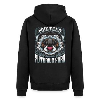 Frettchen - Unisex Premium Bio Zip Hoodie - Schwarz - Hinten - Nico (187cm)
