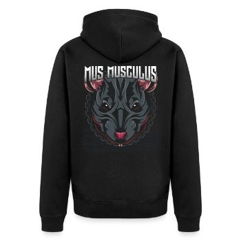 Maus - Unisex Premium Bio Zip Hoodie - Schwarz - Hinten - Nico (187cm)