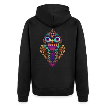 Goa Neon Psytrance Mandala Festival - Veste à capuche bio Premium Unisexe - noir - Dos - Nico (187cm)