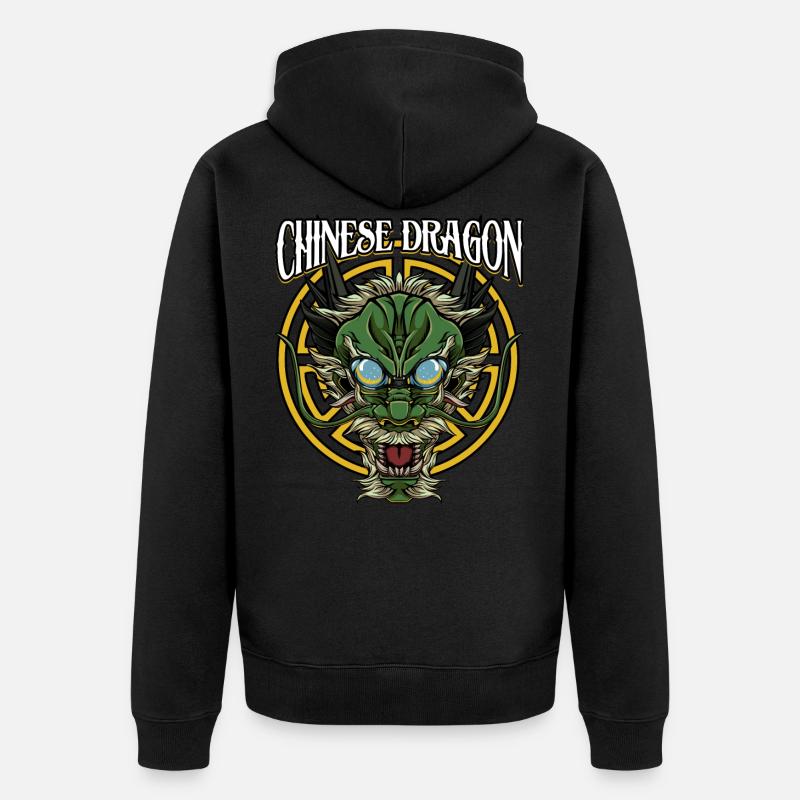Dragon chinois | Fabeltier cadeau chine - Veste à capuche bio Premium Unisexe - noir