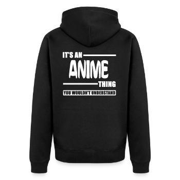 Anime Manga - Unisex Premium Bio Zip Hoodie - Schwarz - Hinten - Nico (187cm)