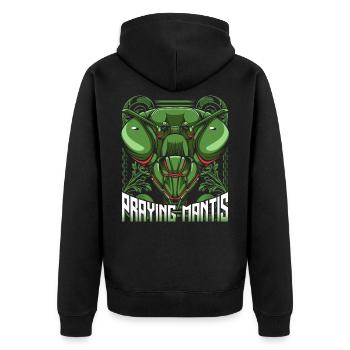 Gottesanbeterin - Unisex Premium Bio Zip Hoodie - Schwarz - Hinten - Nico (187cm)