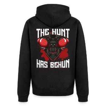 Gottesanbeterin - Unisex Premium Bio Zip Hoodie - Schwarz - Hinten - Nico (187cm)