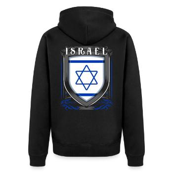 Israel - Unisex Premium Bio Zip Hoodie - Schwarz - Hinten - Nico (187cm)