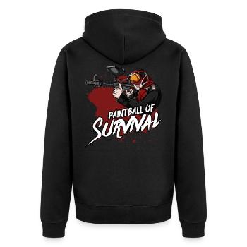 Paintball Spieler | Paintballer Xball Geschenk - Unisex Premium Bio Zip Hoodie - Schwarz - Hinten - Nico (187cm)