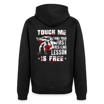 Wrestling Ringen - Unisex Premium Organic Zip Hoodie - black - Back - Nico (187cm)