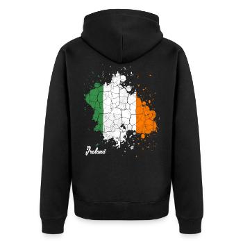 Irland - Unisex Premium Bio Zip Hoodie - Schwarz - Hinten - Nico (187cm)