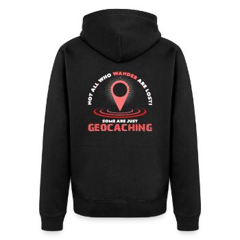 Geocaching - Unisex Premium Bio Zip Hoodie - Schwarz - Hinten - Nico (187cm)