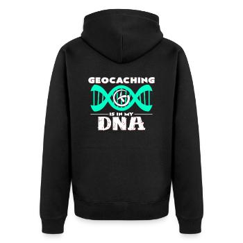 Geocaching - Unisex Premium Bio Zip Hoodie - Schwarz - Hinten - Nico (187cm)