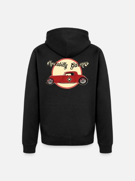 Rockabilly Garage Hot Rod - Unisex Premium Organic Zip Hoodie - black