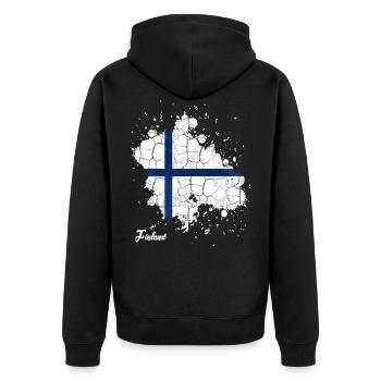 Finnland - Unisex Premium Bio Zip Hoodie - Schwarz - Hinten - Nico (187cm)