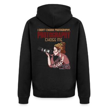 taking photos - Unisex Premium Organic Zip Hoodie - black - Back - Nico (187cm)