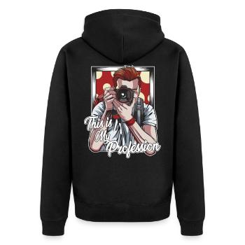 Fotografieren - Unisex Premium Bio Zip Hoodie - Schwarz - Hinten - Nico (187cm)