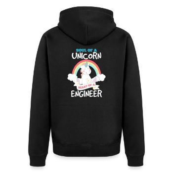 Ingenieur Engineer lustig Einhorn Spruch - Unisex Premium Bio Zip Hoodie - Schwarz - Hinten - Nico (187cm)