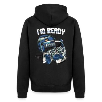 Eishockey - Unisex Premium Bio Zip Hoodie - Schwarz - Hinten - Nico (187cm)