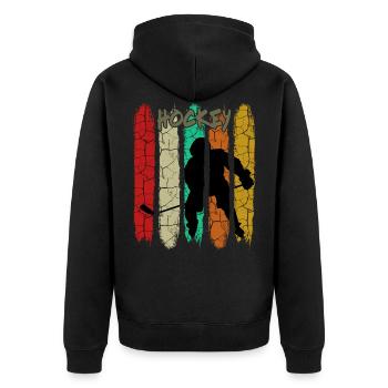 Hockey sur glace de style rétro | Cadeau de sports de glace - Veste à capuche bio Premium Unisexe - noir - Dos - Nico (187cm)