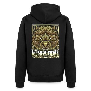 Wombat - Unisex Premium Bio Zip Hoodie - Schwarz - Hinten - Nico (187cm)