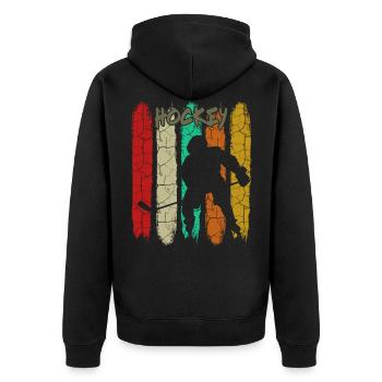 Eishockey - Unisex Premium Bio Zip Hoodie - Schwarz - Hinten - Nico (187cm)