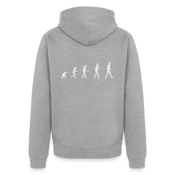 Human evolution - Veste à capuche bio Premium Unisexe - gris chiné - Dos - Nico (187cm)