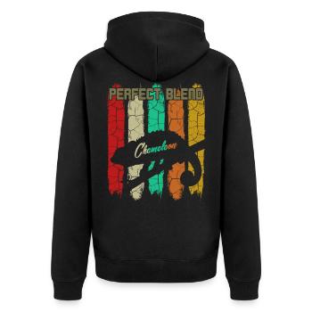 Chamäleon - Unisex Premium Bio Zip Hoodie - Schwarz - Hinten - Nico (187cm)