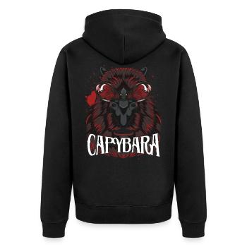 Capybara - Unisex Premium Bio Zip Hoodie - Schwarz - Hinten - Nico (187cm)