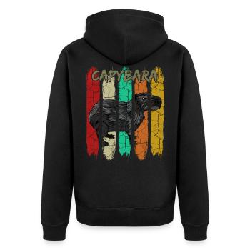 Capybara - Unisex Premium Bio Zip Hoodie - Schwarz - Hinten - Nico (187cm)
