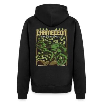 Chamäleon - Unisex Premium Bio Zip Hoodie - Schwarz - Hinten - Nico (187cm)