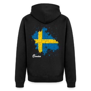 Sweden - Unisex Premium Organic Zip Hoodie - black - Back - Nico (187cm)