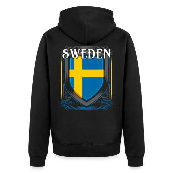 Schweden - Unisex Premium Bio Zip Hoodie - Schwarz - Hinten - Nico (187cm)
