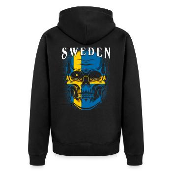 Schweden - Unisex Premium Bio Zip Hoodie - Schwarz - Hinten - Nico (187cm)