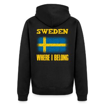 Schweden - Unisex Premium Bio Zip Hoodie - Schwarz - Hinten - Nico (187cm)