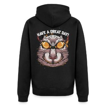 Rennmaus - Unisex Premium Bio Zip Hoodie - Schwarz - Hinten - Nico (187cm)